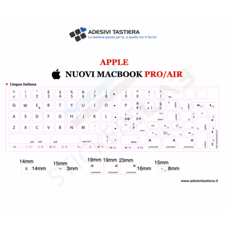 Professional Italian keyboard stickers compatible with Apple devices 1,1cmx1,3cm