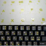 Italian Keyboard Stickers Yellow Letters on Transparent Background11,5x12mm