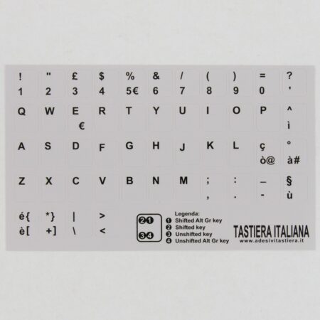 Adesivi Italiano Fondo Grigio Lettere Nere 11,5x12mm &ndash; immagine 2