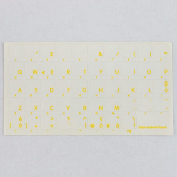 Italian Keyboard Stickers Yellow Letters on Transparent Background11,5x12mm