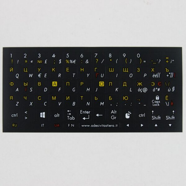 Trilingual Keyboard Stickers Russian, Ukrainian, and Italian Layout