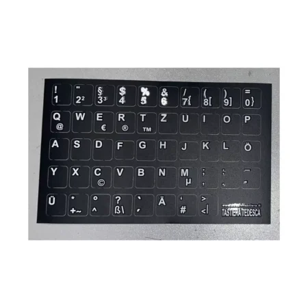German Keyboard Stickers White Letters On Black Background 12x12mm