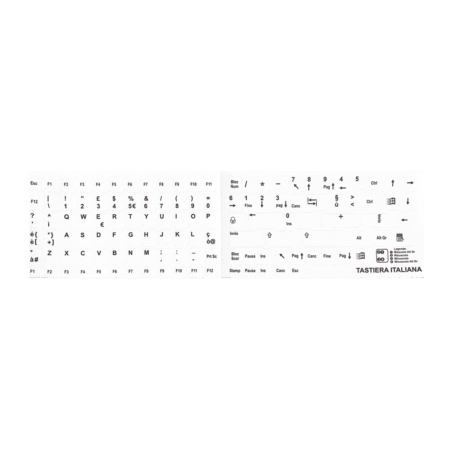 Italian Keyboard Stickers Black Letters On White Background 11,5 × 13 mm