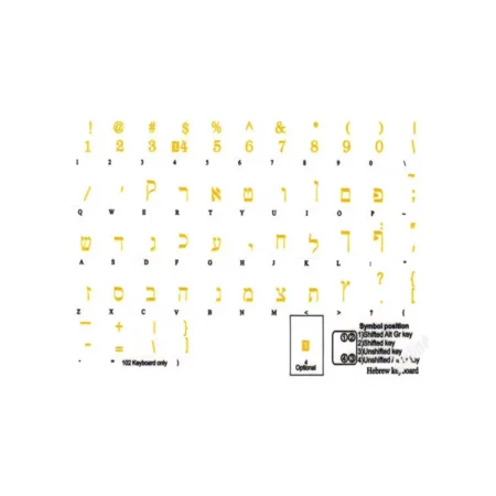 Hebrew Keyboard Stickers Red Letters On Transparent Background 12x12mm
