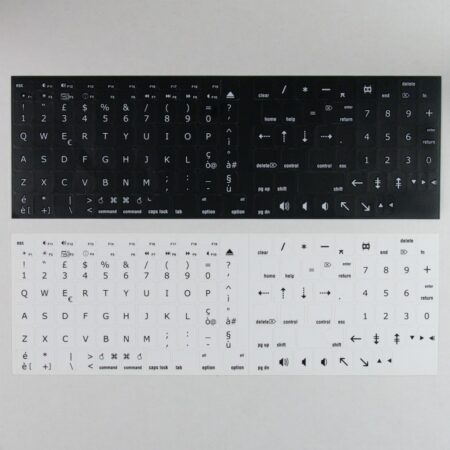 Italian Keyboard Stickers for MacBook White Letters on Black Background