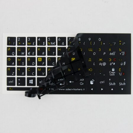 Trilingual Keyboard Stickers Russian, Ukrainian, and Italian Layout