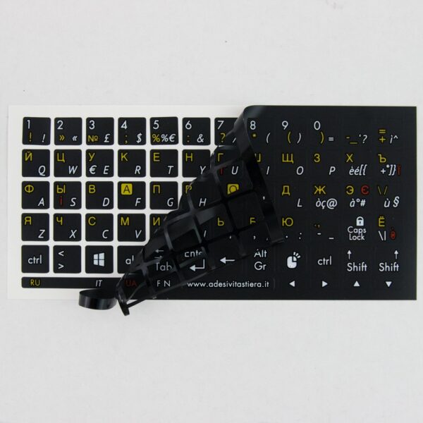 Trilingual Keyboard Stickers Russian, Ukrainian, and Italian Layout