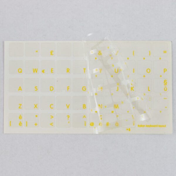 Italian Keyboard Stickers Yellow Letters on Transparent Background11,5x12mm
