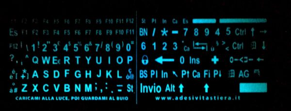 Glow-in-the-dark Italian keyboard stickers Blue letters