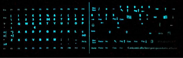 Glow-in-the-dark Italian keyboard stickers 12x12mm