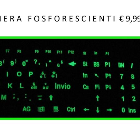 Italian Keyboard Stickers Phosphorescent with Large Letters 12x12mm