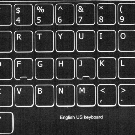 USA Keyboard Stickers White Letters on Black Background 1,2cm X 1,2cm