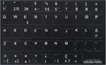 Spanish Keyboard Stickers White and Yellow Letters on Black Background 12mm x 12mm