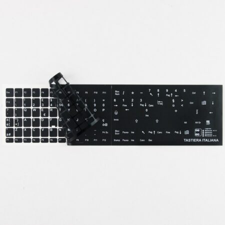 Complete Italian Keyboard Stickers White Letters on Black Background 11,5x13mm