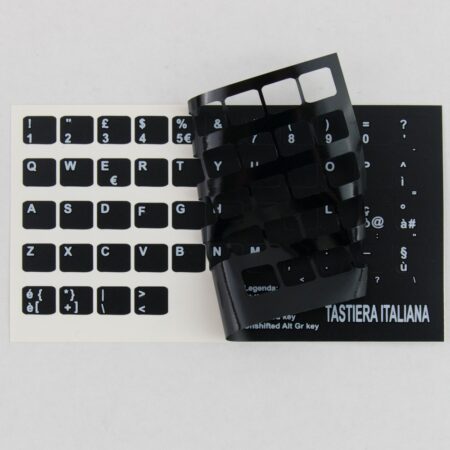 Italian Keyboard Stickers White Letters on Black Background 9,6x11,5mm