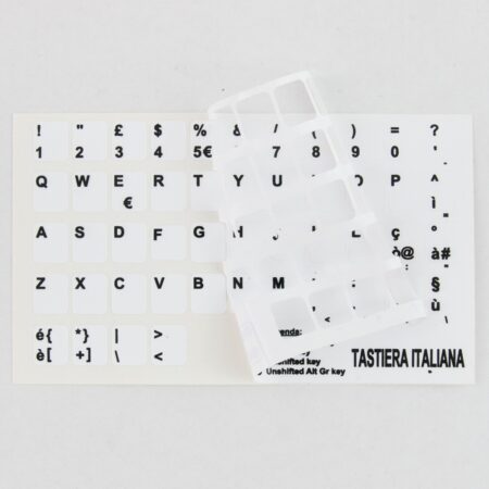 Italian Keyboard Stickers Black Letters on White Background 11,5x12mm